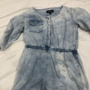 Denim quarter sleeve romper